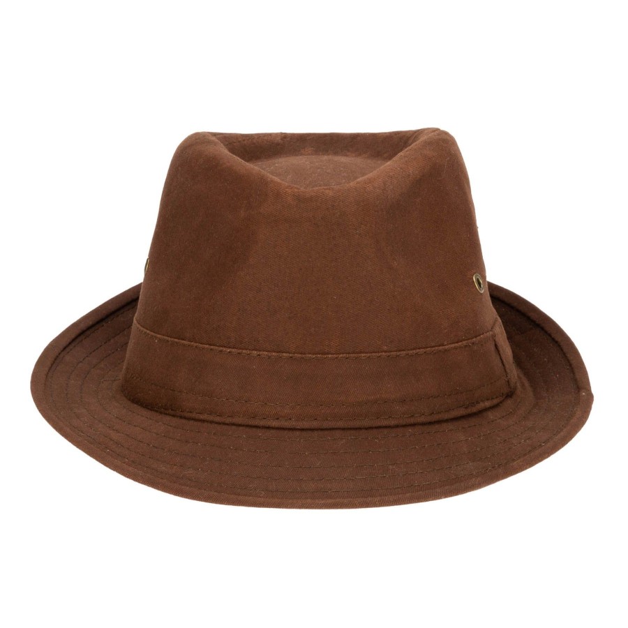 Men San Diego Hat | Mens Cut And Sew Waxed Cotton Stingy Brim Fedora