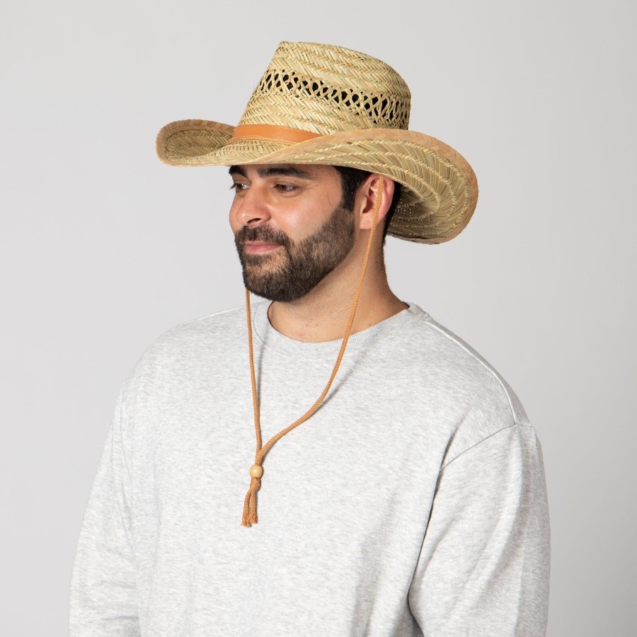 Men San Diego Hat | Men'S Rush Straw Chin Cowboy (Pbc1024Osnat)