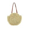 Women San Diego Hat Hat Care | Circular Woven Paper Tote With Faux Leather Handles (Bsb3711)