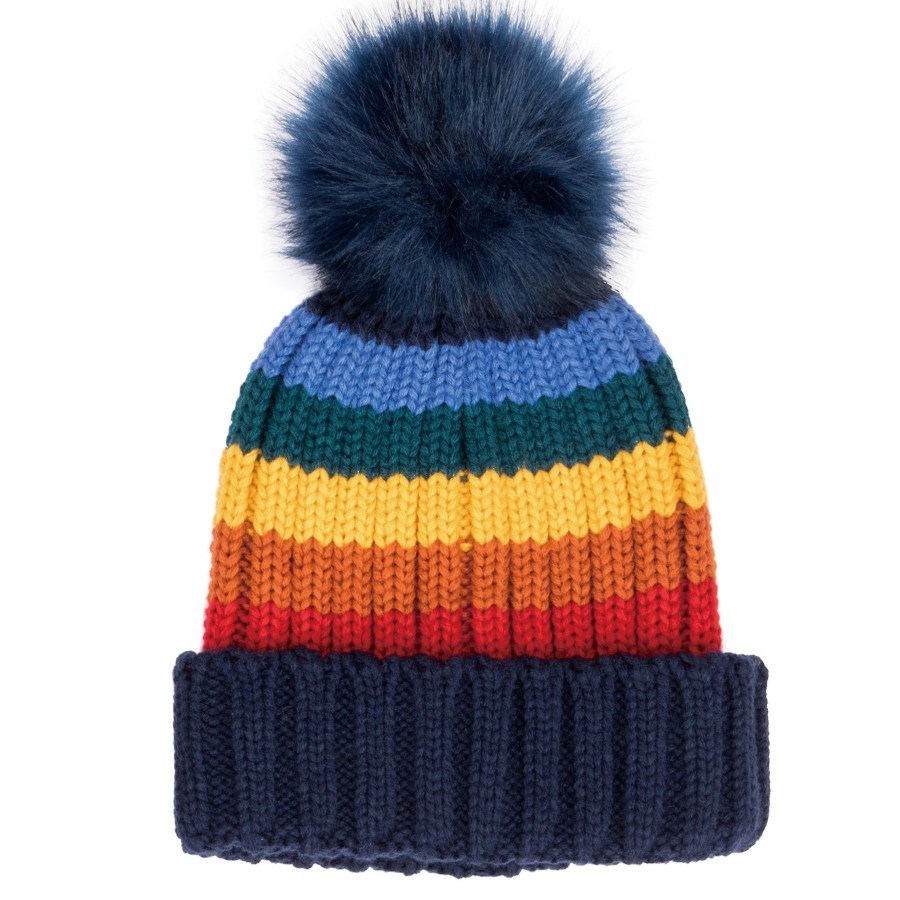 Women San Diego Hat | Women'S Knit Rainbow Stripe Beanie W/Pom