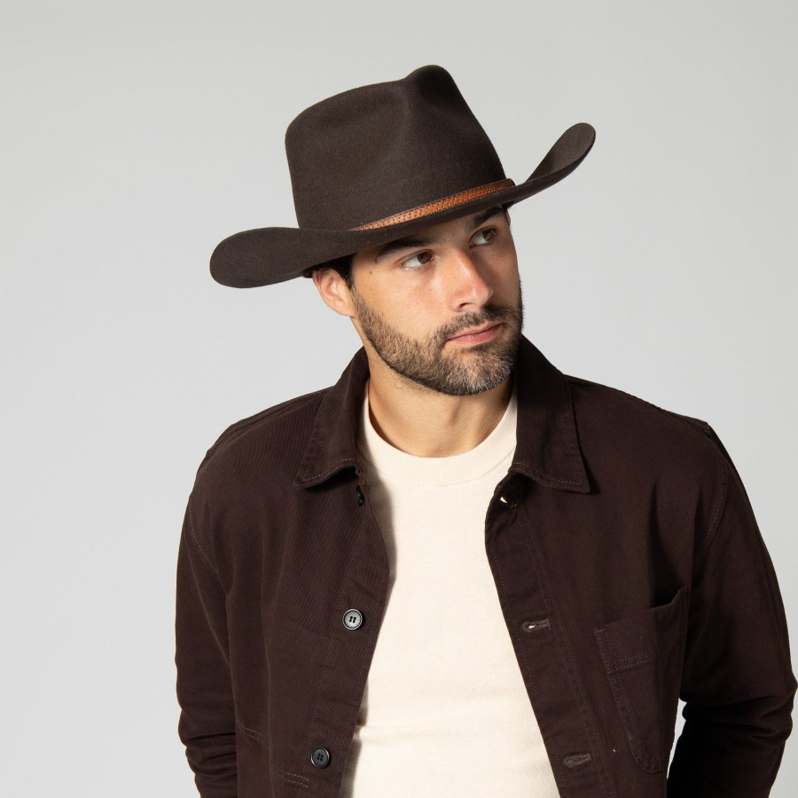 Men San Diego Hat | Men'S Wool Felt Western Fedora With Faux Leather Band