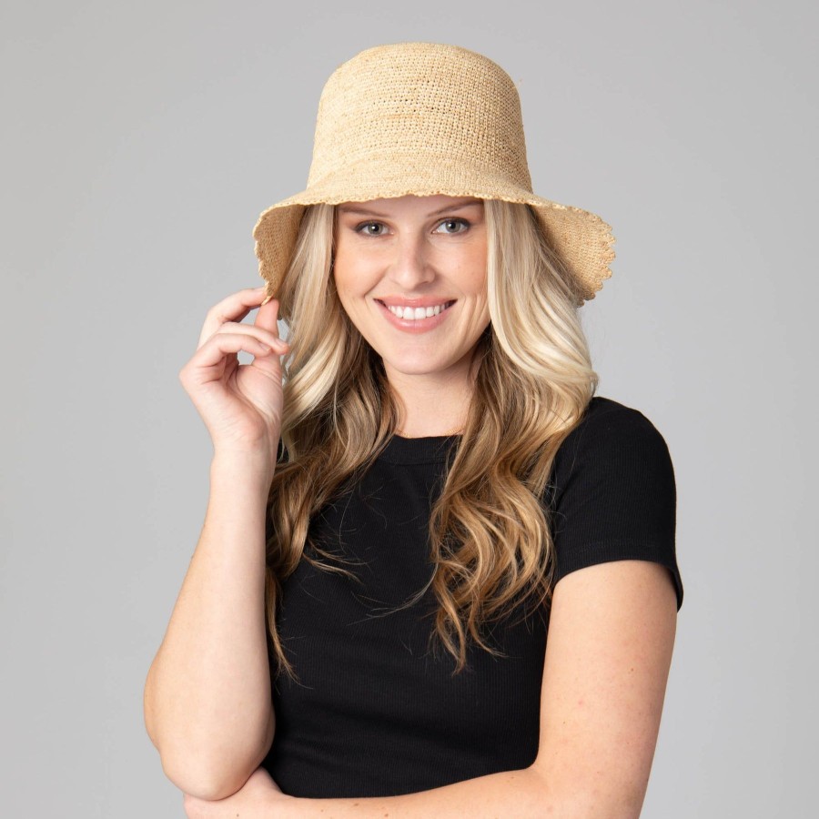 Women San Diego Hat | Sand Dollar-Hand Crochet Bucket Hat With Scalloped Brim