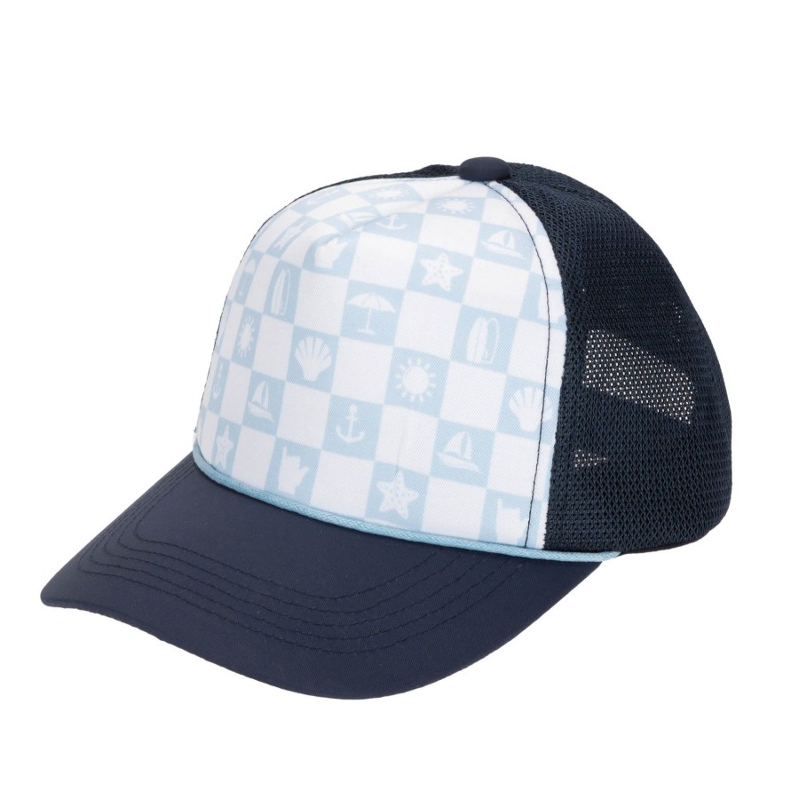 Kids San Diego Hat | Kids Foam Trucker Hat With Checkered Print