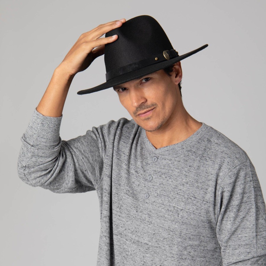 Men San Diego Hat | Faux Felt Fedora With Faux Leather Western Buckle Band