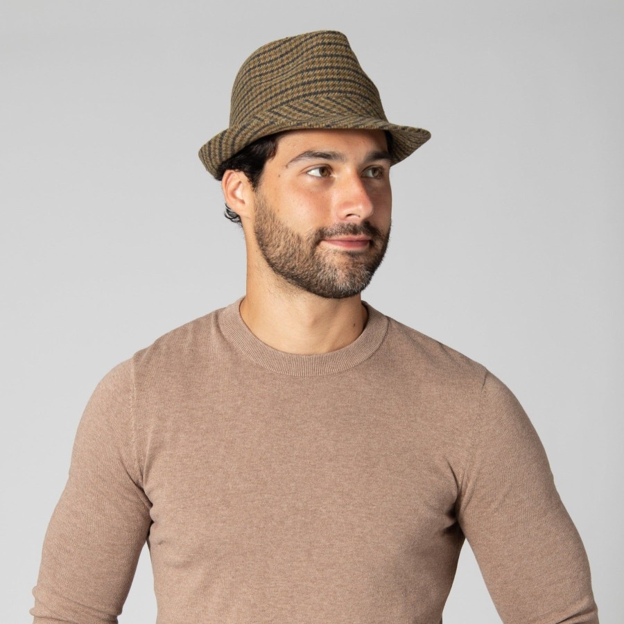 Men San Diego Hat | Men'S Houndstooth Plaid Fedora